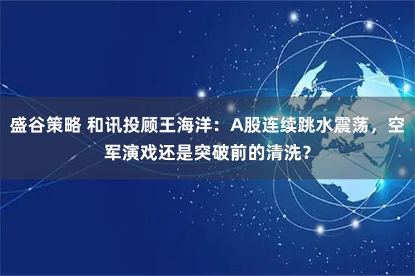 盛谷策略 和讯投顾王海洋：A股连续跳水震荡，空军演戏还是突破前的清洗？